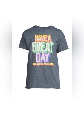 Men Gray Graphic Tee - Have a Great Day XL